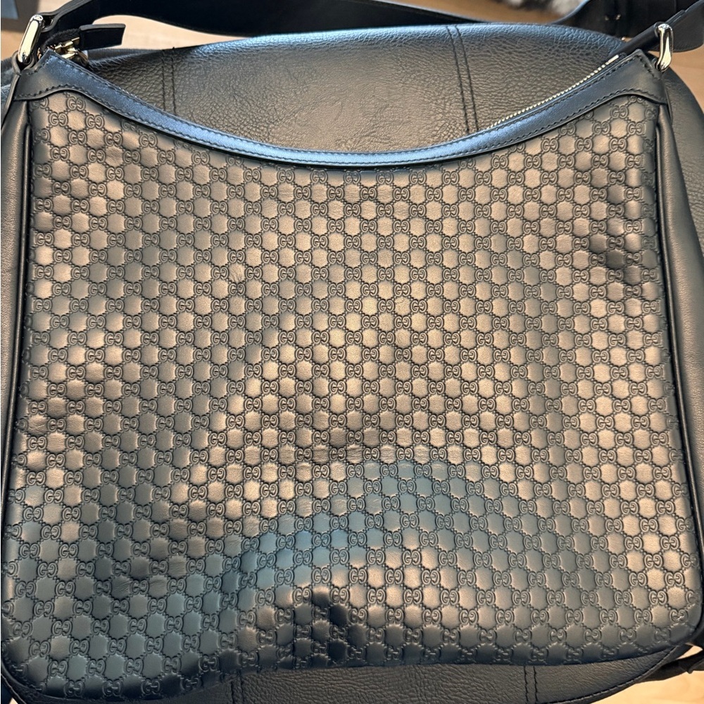 Gucci Black Embossed GG Leather Hobo Bag - Picture 2 of 12